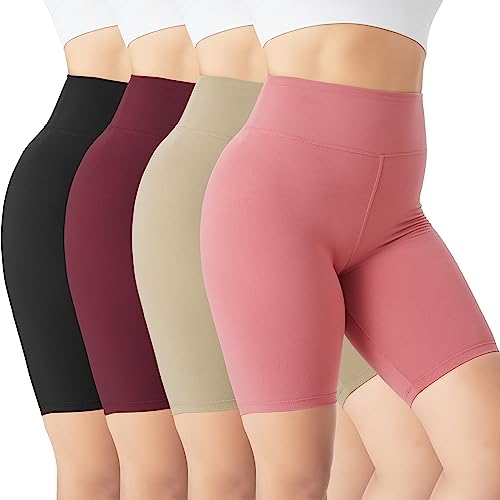 BAYDI 4er Pack Radlerhose Damen High Waist Kurze Hose Blickdicht Kurze Sporthose Knielang Kurze Leggings Sommer Hotpants Sport Shorts von BAYDI