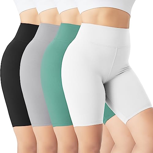 BAYDI 4er Pack Radlerhose Damen High Waist Kurze Hose Blickdicht Kurze Sporthose Knielang Kurze Leggings Sommer Hotpants Sport Shorts von BAYDI