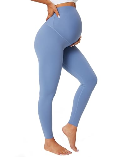 BAYDI Nudi Blickdichte Umstandsleggings High Waist Umstandshose Damen Schwangerschaft Leggings Lang Stretch Schwangere Hose von BAYDI