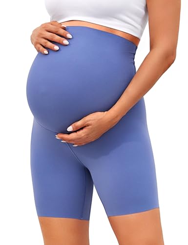 BAYDI Clouduxi Kurze Umstandsleggings High Waist Umstandshose Blickdichte Schwangerschaftsleggings Stretch Schwangere Hose für Sommer 6" von BAYDI