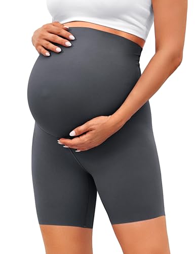 BAYDI Clouduxi Umstandsleggings Kurz High Waist Umstandshose Sommer Blickdichte Schwangerschaftsleggings Komfortable Umstands Radlerhose 6" von BAYDI