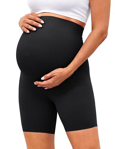 BAYDI Clouduxi Umstandsleggings Kurz High Waist Umstandshose Sommer Blickdichte Schwangerschaftsleggings Komfortable Umstands Radlerhose 6" von BAYDI