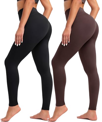 BAYDI Creamlush 2er Pack Leggings Damen High Waist - Weiche Sporthose Damen Lang Elastische Leggins für Yoga Pilates Freizeit Alltag (S-3XL) von BAYDI