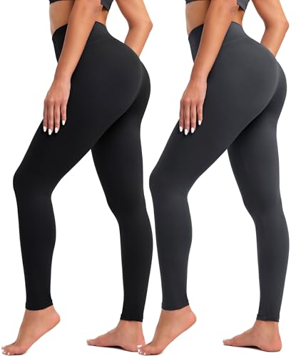 BAYDI Creamlush 2er Pack Leggings Damen High Waist - Weiche Sporthose Damen Lang Elastische Leggins für Yoga Pilates Freizeit Alltag (S-3XL) von BAYDI