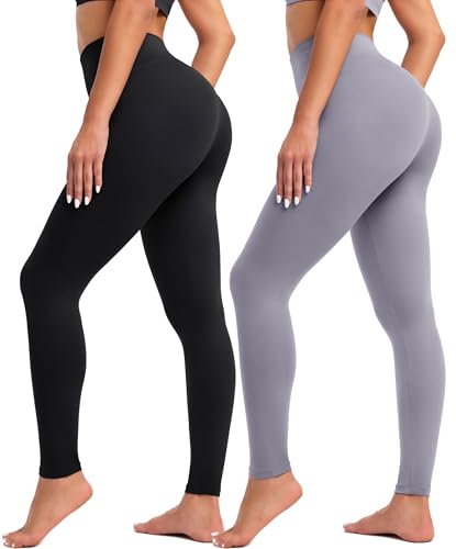 BAYDI Creamlush 2er Pack Leggings Damen High Waist - Weiche Sporthose Damen Lang Elastische Leggins für Yoga Pilates Freizeit Alltag (S-3XL) von BAYDI