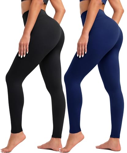 BAYDI Creamlush 2er Pack Leggings Damen High Waist - Weiche Sporthose Damen Lang Elastische Leggins für Yoga Pilates Freizeit Alltag von BAYDI