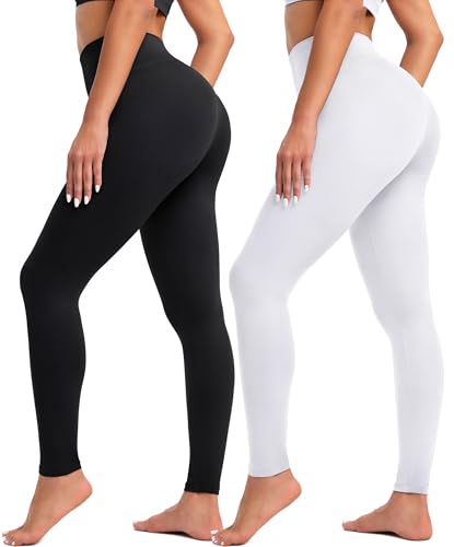 BAYDI Creamlush 2er Pack Leggings Damen High Waist - Weiche Sporthose Damen Lang Elastische Leggins für Yoga Pilates Freizeit Alltag (S-3XL) von BAYDI