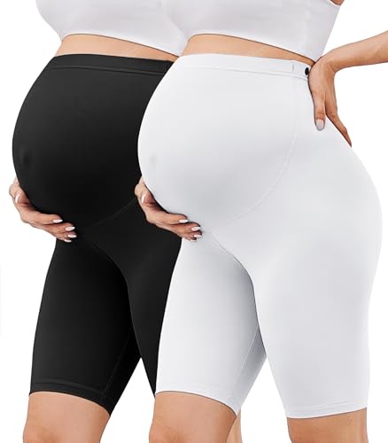 BAYDI Creamlush 2er Pack Umstandshose Kurz - 20 cm Weiche Umstands Radlerhose für Yoga Zuhause Schlafanzug Schwangerschaftsleggings BAYDI Creamlush 2er Pack Umstandshose Kurz - 20 cm Weiche Umstands Radlerhose für Yoga Zuhause Schlafanzug Schwangerschaftsleggings von BAYDI