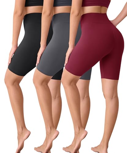 BAYDI Creamlush 3er Pack Radlerhose Damen - 20 cm Bequeme Kurze Sporthose mit Hoher Taille für Yoga Pilates Freizeit Alltag von BAYDI