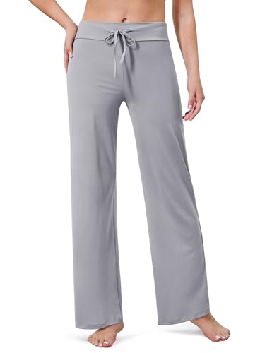 BAYDI Creamlush Damen Schlafanzughose Lang mit Kordelzug Pyjamahose Bequem Freizeithose Weich Nachtwäsche Hose von BAYDI