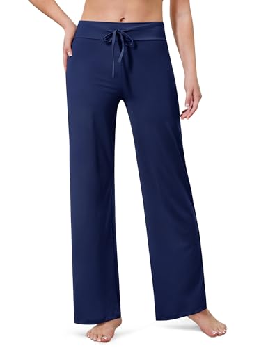 BAYDI Creamlush Damen Schlafanzughose Lang mit Kordelzug Pyjamahose Bequem Freizeithose Weich Nachtwäsche Hose von BAYDI