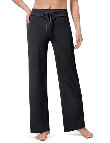 BAYDI Creamlush Damen Schlafanzughose Lang mit Kordelzug Pyjamahose Bequem Freizeithose Weich Nachtwäsche Hose von BAYDI