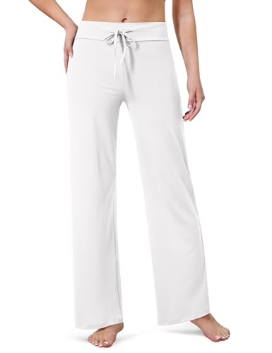 BAYDI Creamlush Damen Schlafanzughose Lang mit Kordelzug Pyjamahose Bequem Freizeithose Weich Nachtwäsche Hose von BAYDI