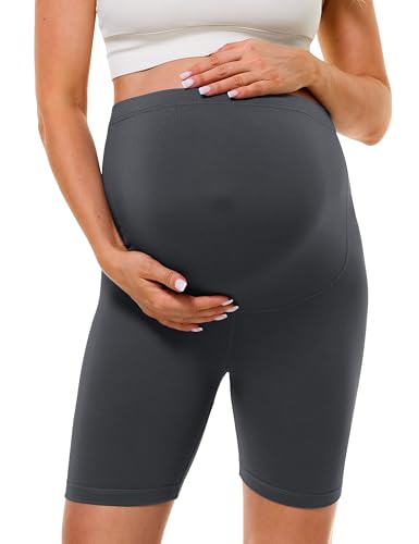 BAYDI Creamlush Umstandshose Kurz - 13 cm Schwangerschaftsleggings Atmungsaktive Umstandsmode mit Verstellbarem Bund für Yoga Pilates Zuhause Schlafanzug von BAYDI