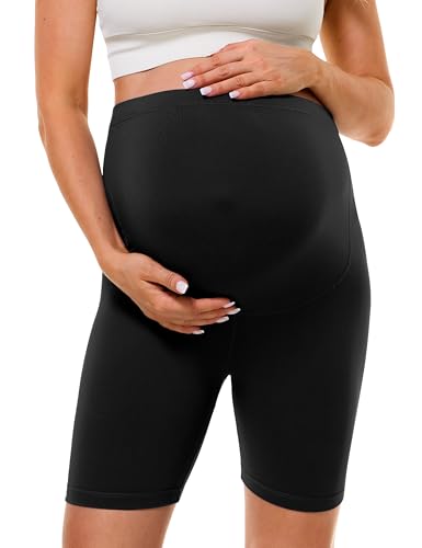 BAYDI Creamlush Umstandshose Kurz - 13 cm Schwangerschaftsleggings Atmungsaktive Umstandsmode mit Verstellbarem Bund für Yoga Pilates Zuhause Schlafanzug von BAYDI