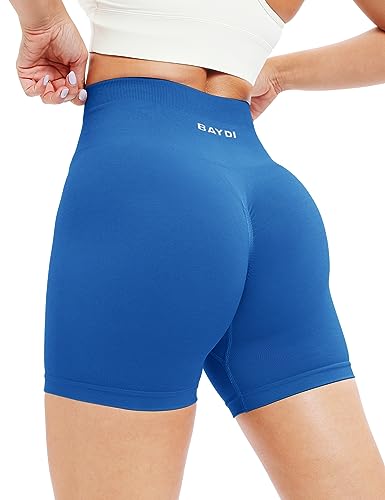 BAYDI Cycling Shorts Women Butt Scrunch Booty Shorts High Waist Gym Shorts Seamless Ruched Butt Lifting Running Shorts Saphir von BAYDI