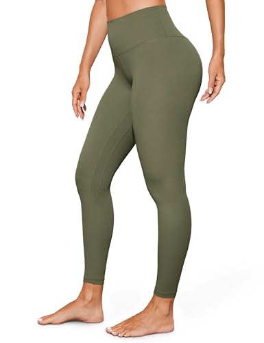 BAYDI Leggings für Damen, butterweich, Workout-Leggings, hohe Taille, Kompression, Damen-Leggings, Bauchkontrolle, Yogahose, 63,5 cm, Grey Olive, X-Groß von BAYDI