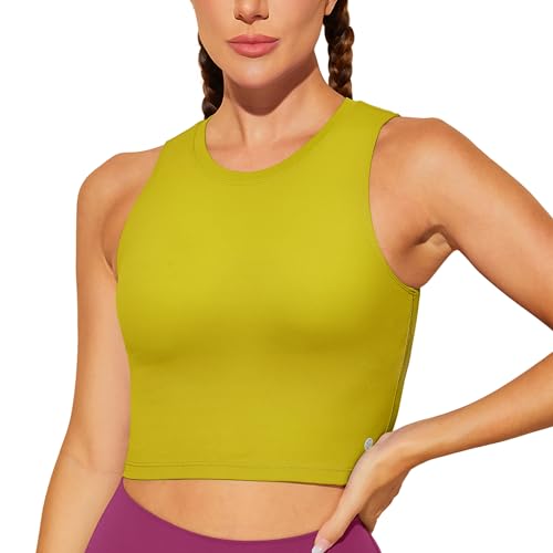 BAYDI Sport BH Damen ohne Buegel Bustier Abnehmbare Gepolsterte Crop-Tops Hochgeschlossenes Tanktop Yoga Fitness Soft Bra Avocadoöl von BAYDI