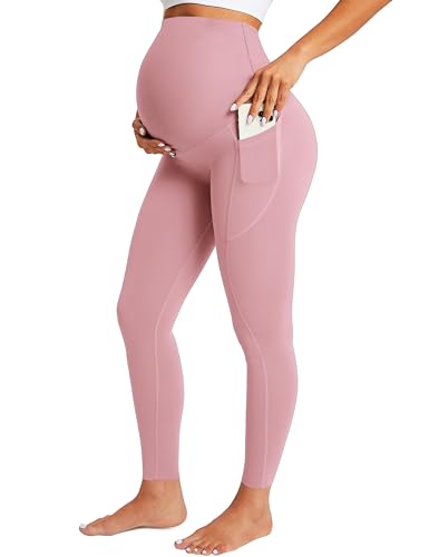 BAYDI Umstandsleggings Damen High Waist Blickdicht Schwangerschaftshose mit Taschen Schwangerschaft Yoga Aktivhose Weich elastisch Umstandsmode von BAYDI