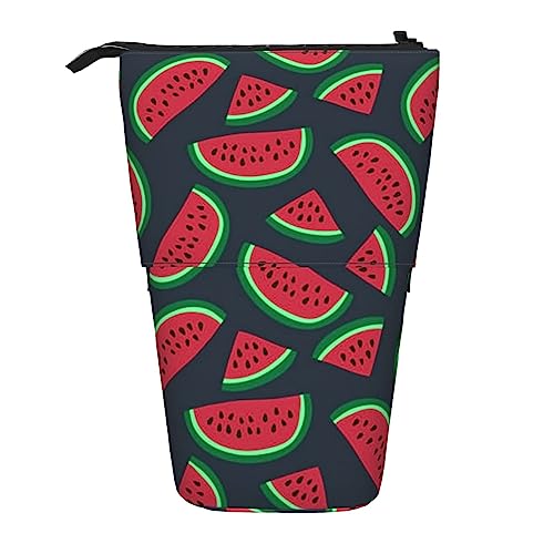 BAYKAY Tand Up Federmäppchen mit Wassermelonen-Aufdruck, Stifthalter für Make-up-Bleistifte, Stifte, Schreibwaren, Handys, verschiebbares Federmäppchen zum Organisieren, Rote Wassermelone, von BAYKAY