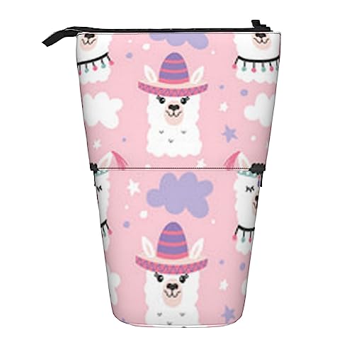 BAYKAY Teleskop-Etui mit Hai-Motiv, Stifthalter für Make-up-Bleistifte, Stifte, Schreibwaren, Handys, verschiebbares Federmäppchen, Cartoon Llama Alpaka, Einheitsgröße, Taschen-Organizer von BAYKAY