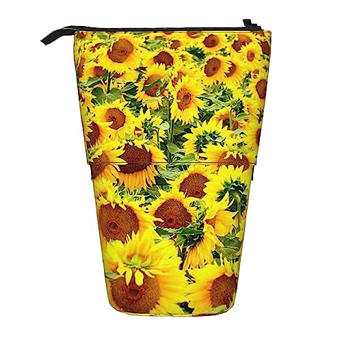 Tand Up Federmäppchen mit Karomuster, Schwarz und Weiß, Sonnenblumen, Einheitsgröße, Taschen-Organizer von BAYKAY