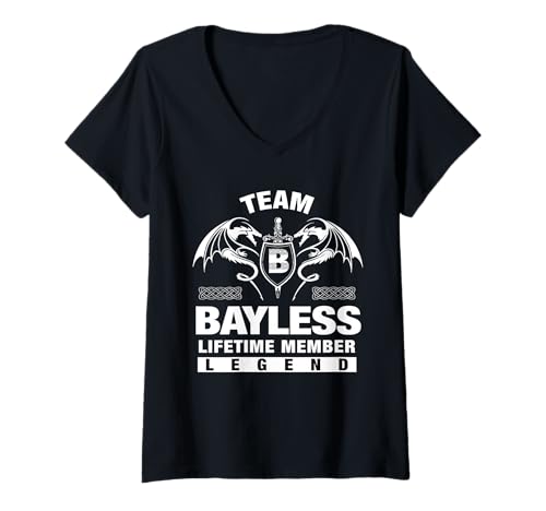 Damen Team BAYLESS - Lebenslange Mitgliedsgeschenke T-Shirt mit V-Ausschnitt von BAYLESS FAMILY IDEA GIFTS
