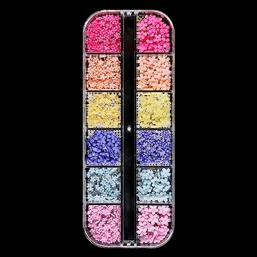 12 Grids Nagel Teile Gemischte Stahl Perlen Design Nail Art Dekoration DIY Maniküre Schmuck Zubehör Blumen Nagel Für Frauen von BAYORE