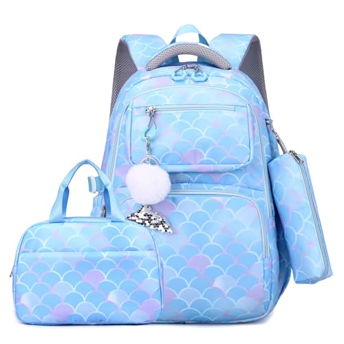 BAYORE Bedruckter modischer Rucksack, trendiger bedruckter Rucksack, tragbare Lunchtasche und Federmäppchen, perfekt für Jungen und Mädchen, blau, As shown (error 1-3cm) von BAYORE