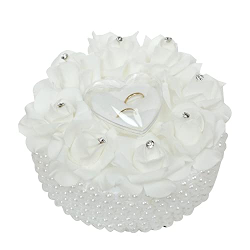 BAYORE Hochzeitskissen Rosen Blumenkissen Herz Box Kissen Kissen Hochzeitszeremonie Geschenk Für Mädchen Trägerin Für Hochzeit von BAYORE