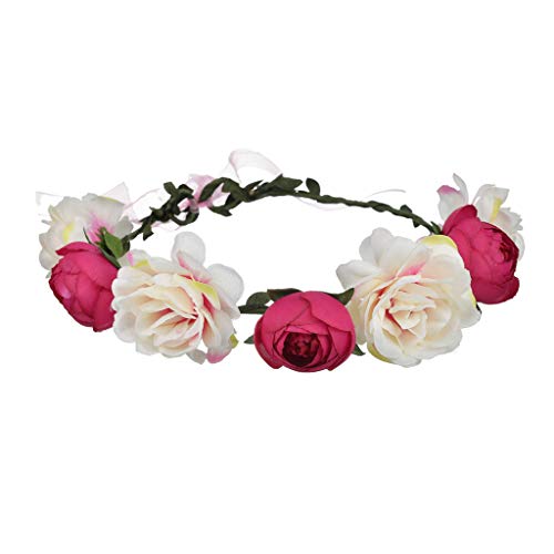 Blumen Haarkranz Stirnband Mit Blumenmuster Mit Verstellbarem Band Festivals Hochzeit Party Kopfbedeckung Für Frauen Und Mädchen Stirnbänder Für Männer Langes Haar von BAYORE