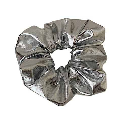 Einfarbige PU Leder Scrunchies Elastische Haarspange Damen Pferdeschwanz Stirnbänder Modische Haar Accessoires Für Mädchen Trend Haarschmuck von BAYORE