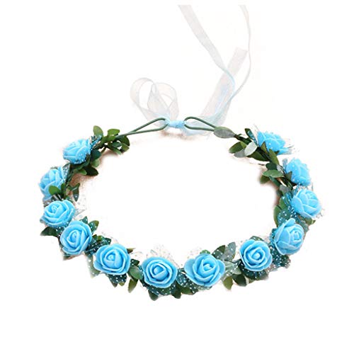 Frühlingsböhmische Blumenkronen Strandblumenimitat Rosenhochzeitsfeier Kranz Kopfschmuck Foto Requisiten Mode Weinlese Frauen Mädchen Kristallglitter Breites Stirnband von BAYORE