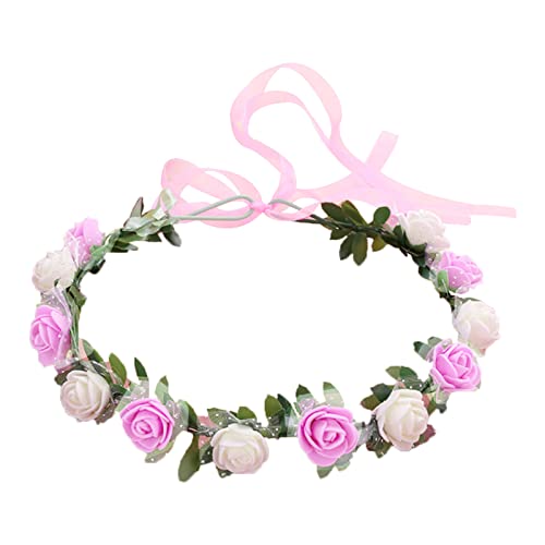 Frühlingsböhmische Blumenkronen Strandblumenimitat Rosenhochzeitsfeier Kranz Kopfschmuck Foto Requisiten Mode Weinlese Frauen Mädchen Kristallglitter Breites Stirnband von BAYORE