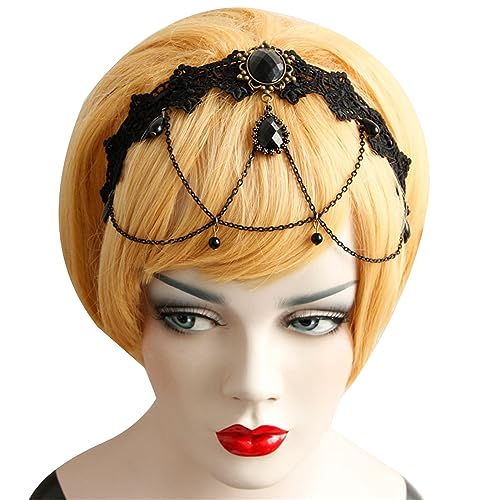 Gothic Spitzen Stirnband Für Brautfrauen Perfekt Für Hochzeiten Und Partys Quasten Kopfschmuck Dunkle Serie Kopfbedeckung Gothic Spitzen Stirnband Einzigartiges Haar Accessoire Haarband von BAYORE