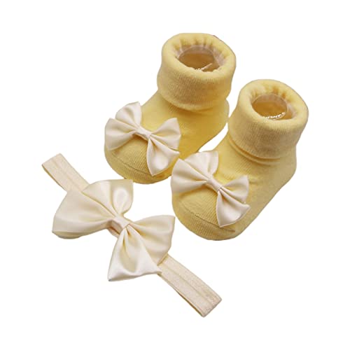 Schleifen Stirnband Und Kurze Socken Für Babys Unisex Jungen Und Mädchen Süßer Kopfschmuck Rutschfeste Bodensocken Geschlechtsneutrales Zubehör Baby Stirnband Nylon Baby Stirnbänder Bastel von BAYORE