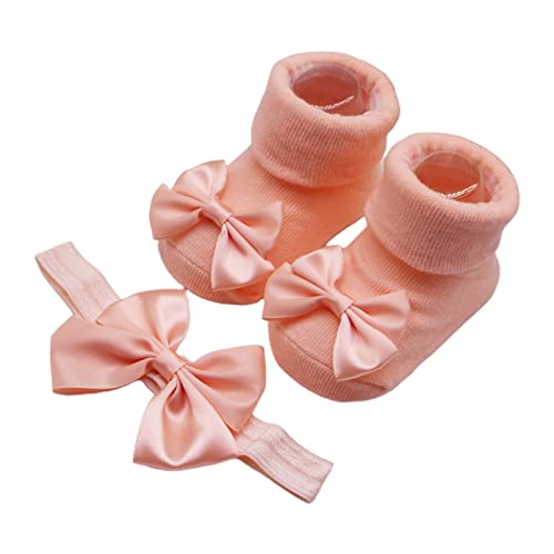 Schleifen Stirnband Und Kurze Socken Für Babys Unisex Jungen Und Mädchen Süßer Kopfschmuck Rutschfeste Bodensocken Geschlechtsneutrales Zubehör Baby Stirnband Nylon Baby Stirnbänder Bastel von BAYORE