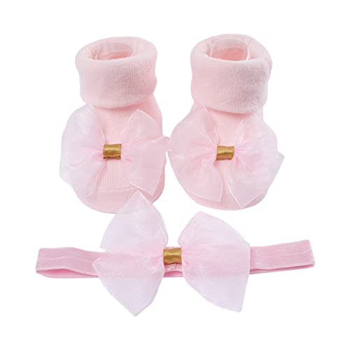 Schleifen Stirnband Und Kurze Socken Für Babys Unisex Jungen Und Mädchen Süßer Kopfschmuck Rutschfeste Bodensocken Geschlechtsneutrales Zubehör Baby Stirnband Nylon Baby Stirnbänder Bastel von BAYORE