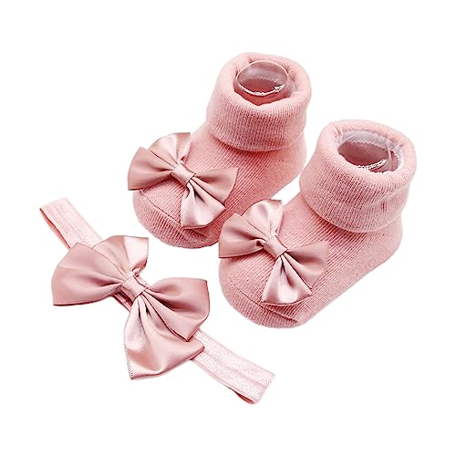 Schleifen Stirnband Und Kurze Socken Für Babys Unisex Jungen Und Mädchen Süßer Kopfschmuck Rutschfeste Bodensocken Geschlechtsneutrales Zubehör Baby Stirnband Nylon Baby Stirnbänder Bastel von BAYORE