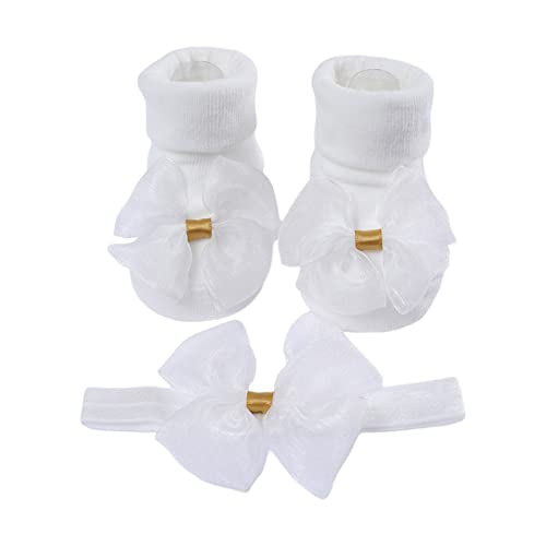 Schleifen Stirnband Und Kurze Socken Für Babys Unisex Jungen Und Mädchen Süßer Kopfschmuck Rutschfeste Bodensocken Geschlechtsneutrales Zubehör Baby Stirnband Nylon Baby Stirnbänder Bastel von BAYORE