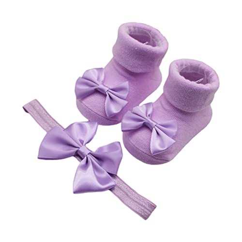 Schleifen Stirnband Und Kurze Socken Für Babys Unisex Jungen Und Mädchen Süßer Kopfschmuck Rutschfeste Bodensocken Geschlechtsneutrales Zubehör Baby Stirnband Nylon Baby Stirnbänder Bastel von BAYORE