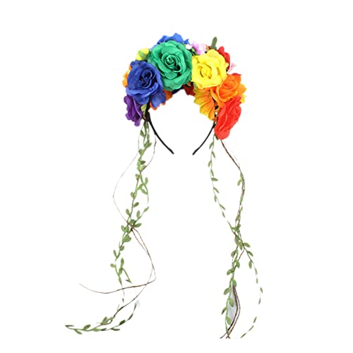 Schönes Blumen Stirnband Für Frauen Handgefertigt Dünne Haarreifen Mit Blättern Hochzeit Halloween Haarschmuck Bunte Für Hochzeitsmädchen Für Mädchen Die Fotos Machen von BAYORE