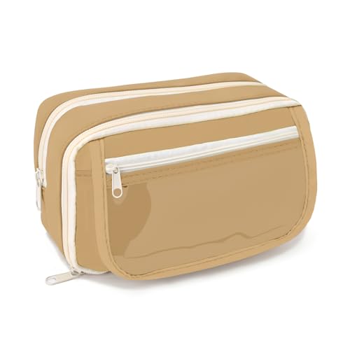 BAYTORY Federmäppchen, 4 Fächer, Leinen, Coffee, Taschen-Organizer von BAYTORY