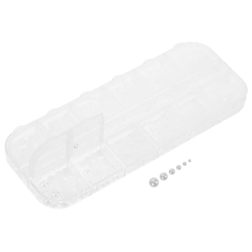 BAZEITFLOW 1 Schachtel Fächer Box Weiße Halbperlen Flat Back Rund Perlen Nageldekoration für DIY Nail Art Kreative Maniküre Schmuck Nagelverschönerung Hochzeit Party Alltag von BAZEITFLOW