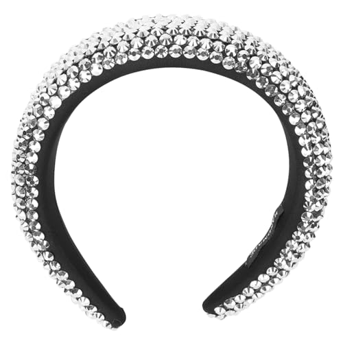 BAZEITFLOW 1 Stück Barockes Haarband mit Breiter Krempe für Damen mit Funkelnden Strasssteinen Strapazierfähigem Material für Hochzeiten und Partys Silberfarben von BAZEITFLOW