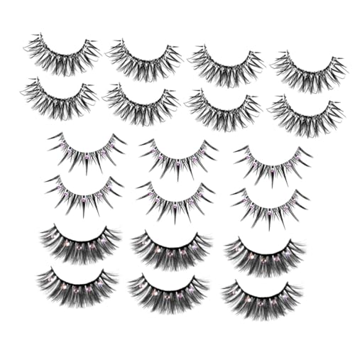 BAZEITFLOW 10 Paare Falsche Wimpern mit Strasssteinen Natürlicher Look Dicht und Schimmernd Make Up Zubehör für Frauen Geeignet für Party Bühne Halloween Alltag Einfach Anzuwenden von BAZEITFLOW