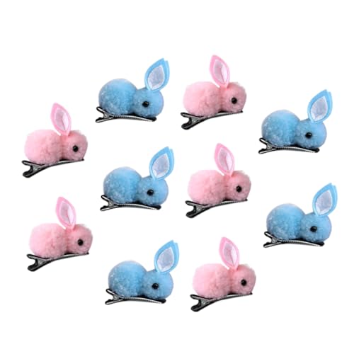 BAZEITFLOW 10 Stück Häschen Haarnadel Plüsch Hasenhaarspangen Haarnadeln in Hasenform haarschmuck Süße Haarspangen für Mädchen Haarspangen in Hasenform Cartoon-Haarspangen von BAZEITFLOW