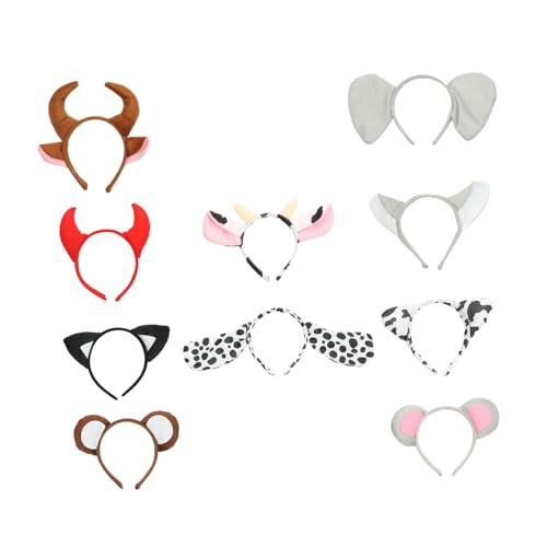 BAZEITFLOW 10 Stück Teiliges Plüsch Tierohren Haarreife Weiche Niedliche Stirnbänder für Karneval Geburtstag Cosplay und Partys Gemischte Niedliche Tier Accessoires für Damen von BAZEITFLOW