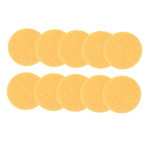 BAZEITFLOW 10stücke Gesichtsreinigungsschwämme Aus Holzpulp Wiederverwendbare Make-up-entferner- Gelbe Waschschwämme Für Empfindliche Haut Für Gründliche Entfernung Von Make-up Und von BAZEITFLOW