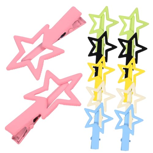 BAZEITFLOW 12 Stck Teiliges Kleine Bunte Metall Haarklammern mit Stern Leichte Rutschfeste Haarspangen für Frauen und Mädchen Robustes Dekoratives Haarschmuck in Farben von BAZEITFLOW